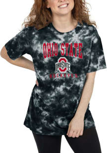 Ohio State Buckeyes Womens Black Tie Dye Oversized Short Sleeve T-Shirt
