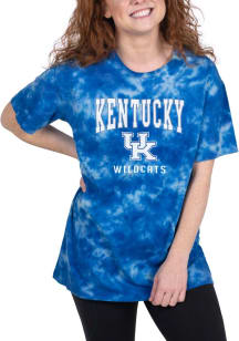 Kentucky Wildcats Womens Blue Tie Dye Oversized Short Sleeve T-Shirt