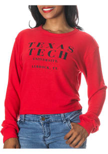 Texas Tech Red Raiders Womens Red Crop Sweater Fleece LS Tee