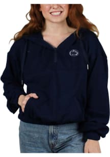 Penn State Nittany Lions Womens Navy Blue Cropped Quarter Zip Hooded Sweatshirt