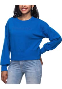 Kansas Jayhawks Womens Blue Wide Rib Crop Crew Sweatshirt
