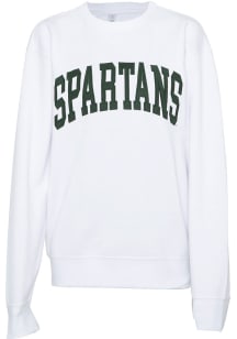 Womens White Michigan State Spartans Sport Crew Sweatshirt
