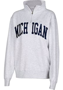 Michigan Wolverines Womens Ash Sport Qtr Zip