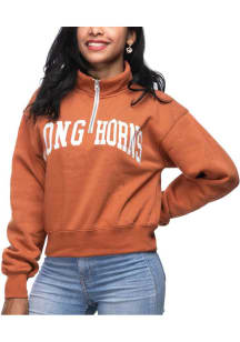 Texas Longhorns Womens Burnt Orange Cropped 1/4 Zip Pullover