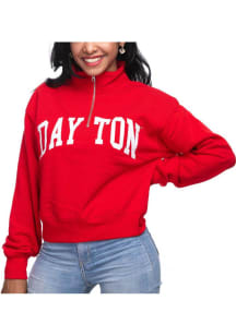Dayton Flyers Womens Red Cropped 1/4 Zip Pullover