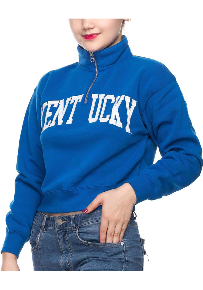 Kentucky Wildcats Womens Blue Cropped 1/4 Zip Pullover