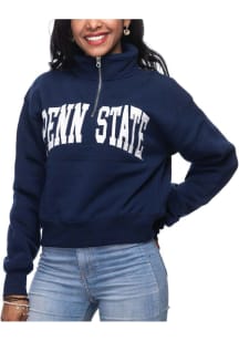 Penn State Nittany Lions Womens Navy Blue Cropped 1/4 Zip Pullover