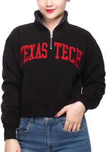 Texas Tech Red Raiders Womens Black Cropped 1/4 Zip Pullover