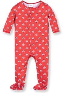 Baby Red Ohio State Buckeyes Magnetic Loungewear One Piece Pajamas