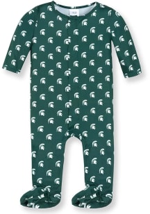 Baby Green Michigan State Spartans Magnetic Loungewear One Piece Pajamas