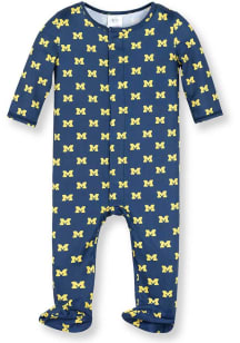 Baby Navy Blue Michigan Wolverines Magnetic Loungewear One Piece Pajamas