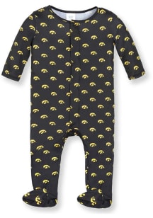 Baby Black Iowa Hawkeyes Magnetic Loungewear One Piece Pajamas