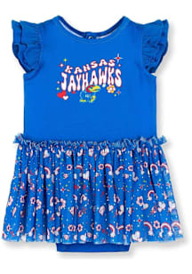 Kansas Jayhawks Baby Blue Tutu Print Short Sleeve One Piece