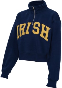 Notre Dame Fighting Irish Womens Navy Blue Sport Cropped 1/4 Zip Pullover