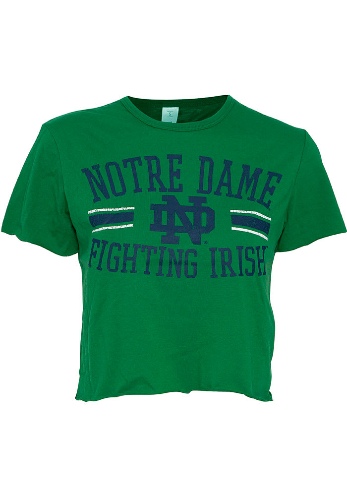 Notre Dame Fighting Irish Womens Kelly Green Divine Cropped Short Sleeve T-Shirt