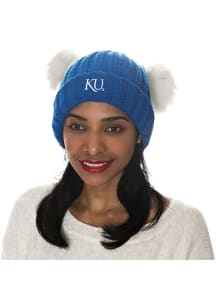 Kansas Jayhawks Blue Two Pom Womens Knit Hat