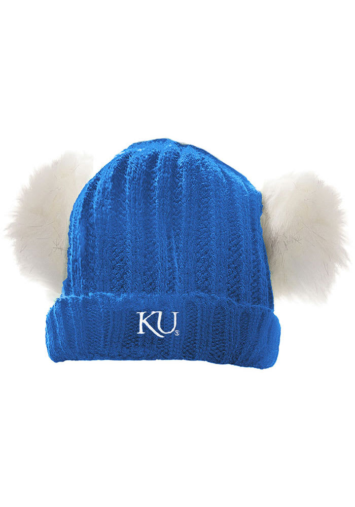 Kansas Jayhawks Blue Pom Youth Knit Hat