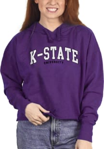K-State Wildcats Womens Purple Cropped French Terry Hooded Sweatshirt