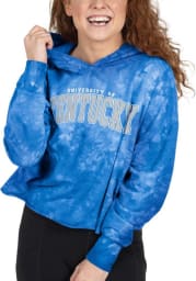 Kentucky Wildcats Womens Blue Cropped Cloud Dye Hooded Sweatshirt
