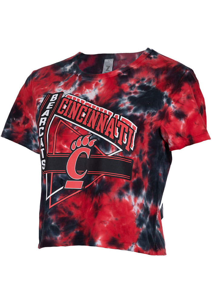 Cincinnati Bearcats Womens Red Cropped Tie Dye Short Sleeve T-Shirt