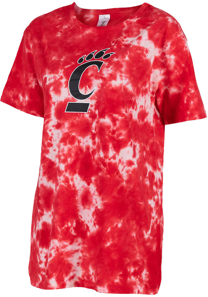 Cincinnati Bearcats Womens Red Tie Dye Short Sleeve T-Shirt