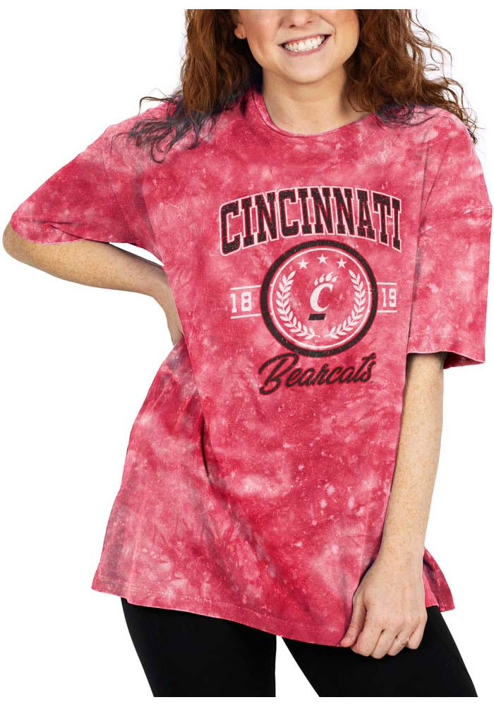 Cincinnati Bearcats Womens Red Cloud Dye Short Sleeve T-Shirt