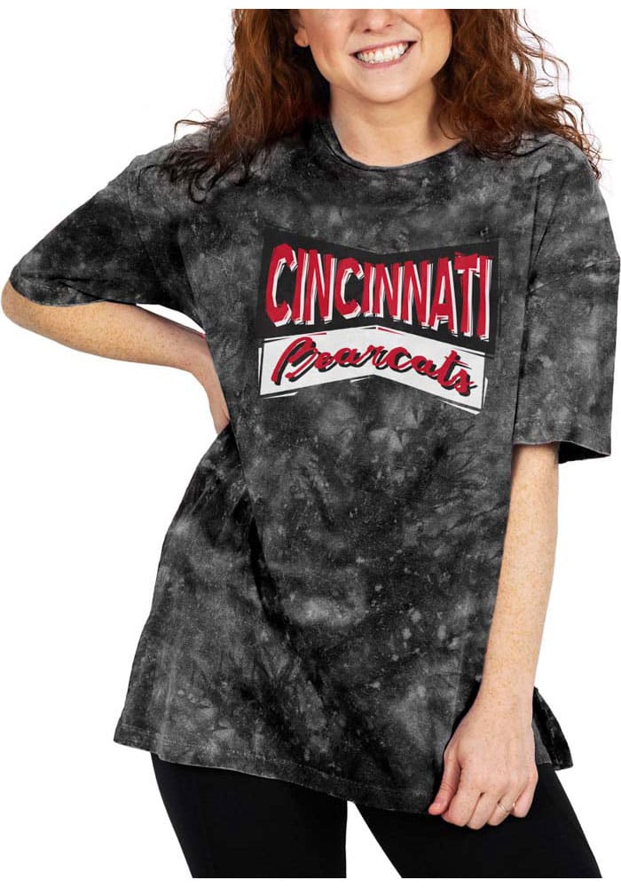 Cincinnati Bearcats Womens Black Cloud Dye Short Sleeve T-Shirt