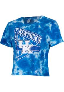 Kentucky Wildcats Womens Blue Cropped Tie Dye Short Sleeve T-Shirt
