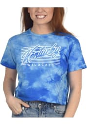Kentucky Wildcats Womens Blue Cropped Cloud Dye Short Sleeve T-Shirt