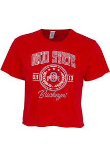 Ohio State Buckeyes Womens Red Cropped Short Sleeve T-Shirt