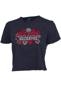 Ohio State Buckeyes Womens Black Cropped Short Sleeve T-Shirt