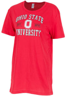 Ohio State Buckeyes Womens Red Oversized Short Sleeve T-Shirt