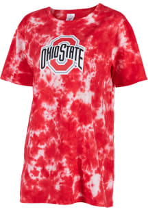 Ohio State Buckeyes Womens Red Tie Dye Short Sleeve T-Shirt