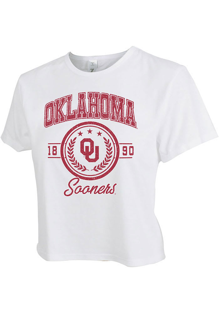 Oklahoma Sooners Womens White Cropped Short Sleeve T-Shirt