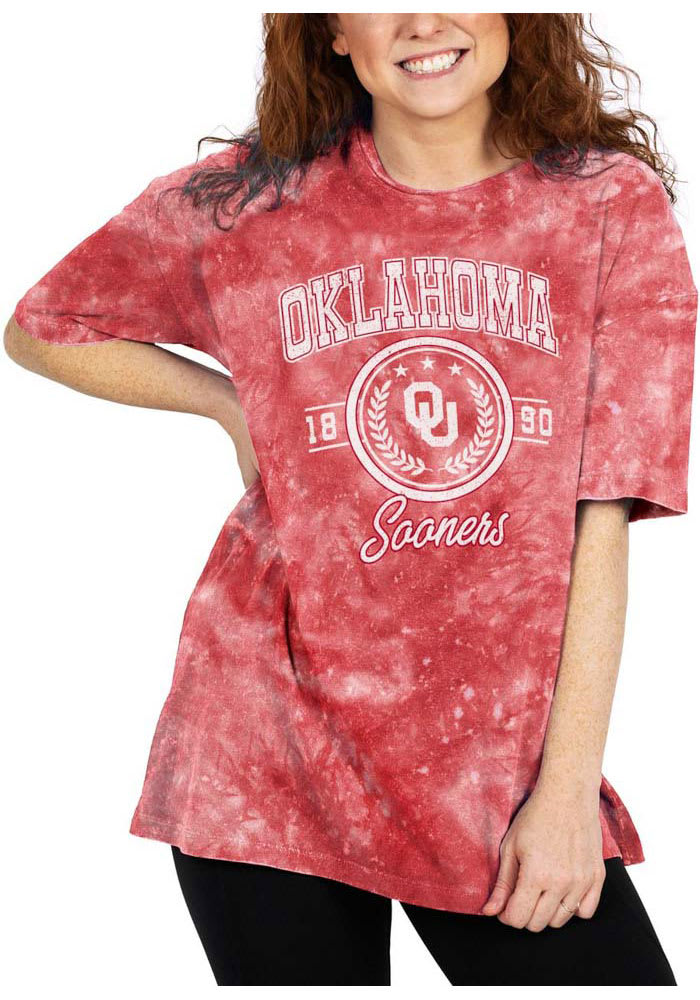 Oklahoma Sooners Womens Crimson Cloud Dye Short Sleeve T-Shirt