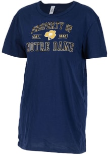 Notre Dame Fighting Irish Womens Navy Blue Oversized Short Sleeve T-Shirt