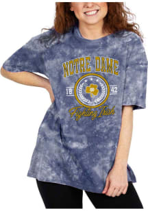 Notre Dame Fighting Irish Womens Navy Blue Cloud Dye Short Sleeve T-Shirt