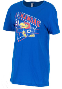Kansas Jayhawks Womens Blue Oversized Short Sleeve T-Shirt