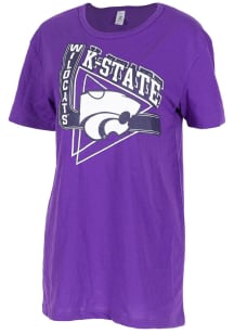 K-State Wildcats Womens Purple Oversized Short Sleeve T-Shirt