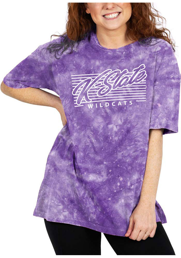 K-State Wildcats Womens Purple Cloud Dye Short Sleeve T-Shirt