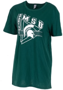 Michigan State Spartans Womens Green Oversized Short Sleeve T-Shirt
