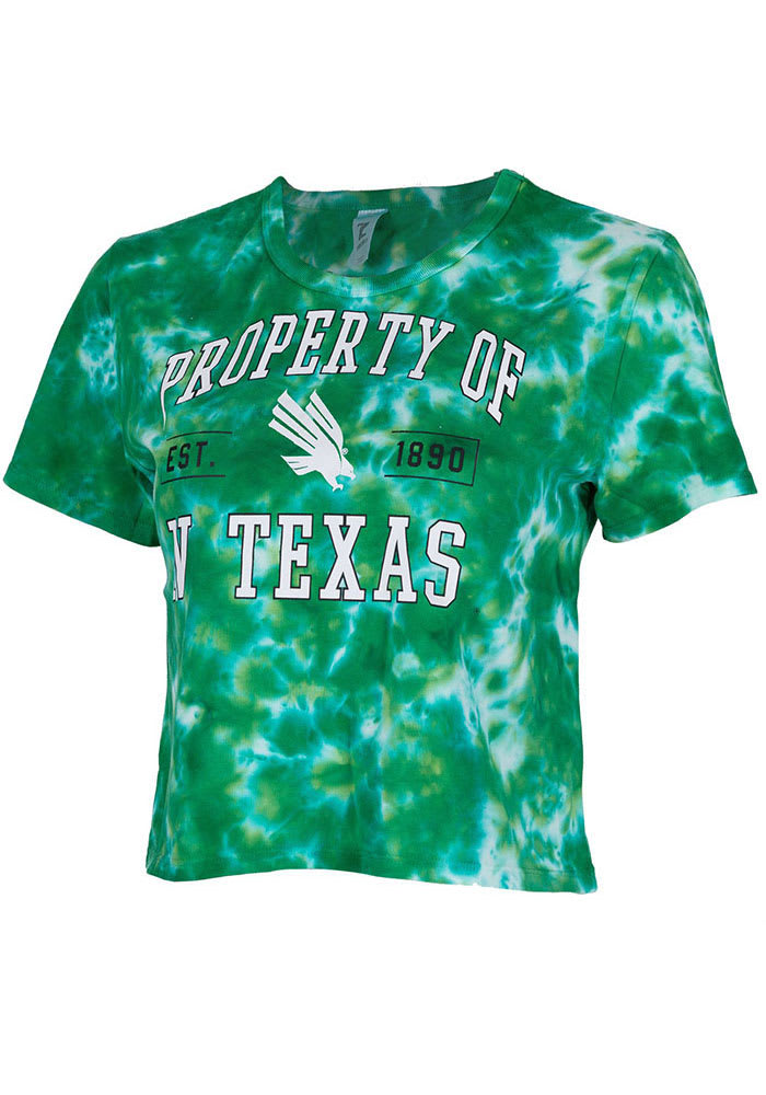 North Texas Mean Green Womens Kelly Green Cropped Tie Dye Short Sleeve T-Shirt