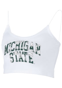 Michigan State Spartans Womens White Cropped Tank Top