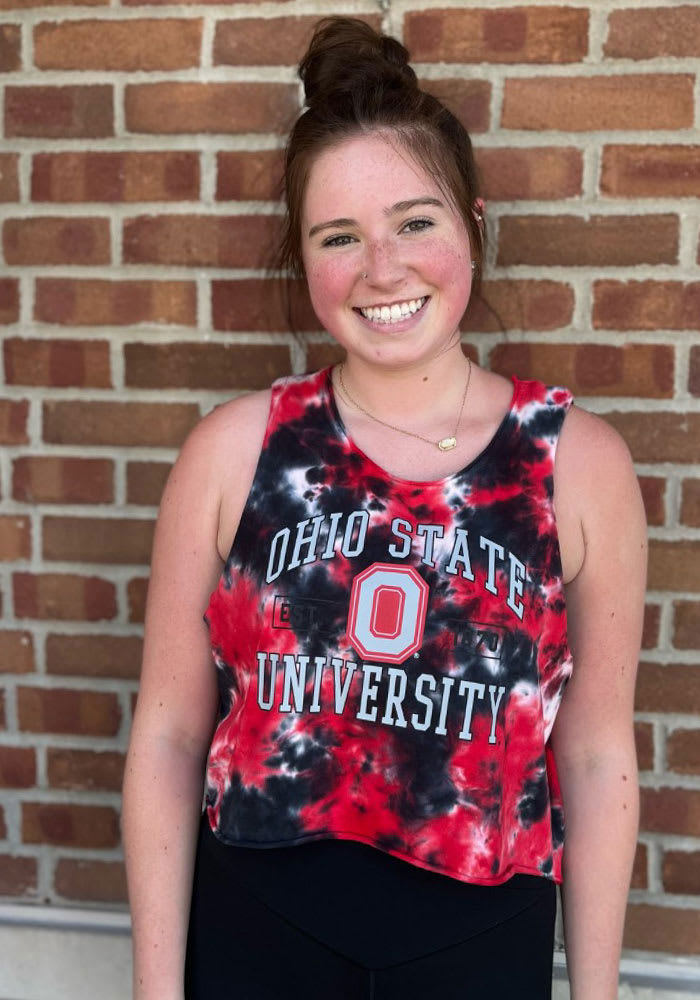 Ohio State Buckeyes Womens Red Tie Dye Muscle Tank Top