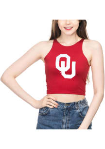 Oklahoma Sooners Womens Crimson Cropped First Down Tank Top