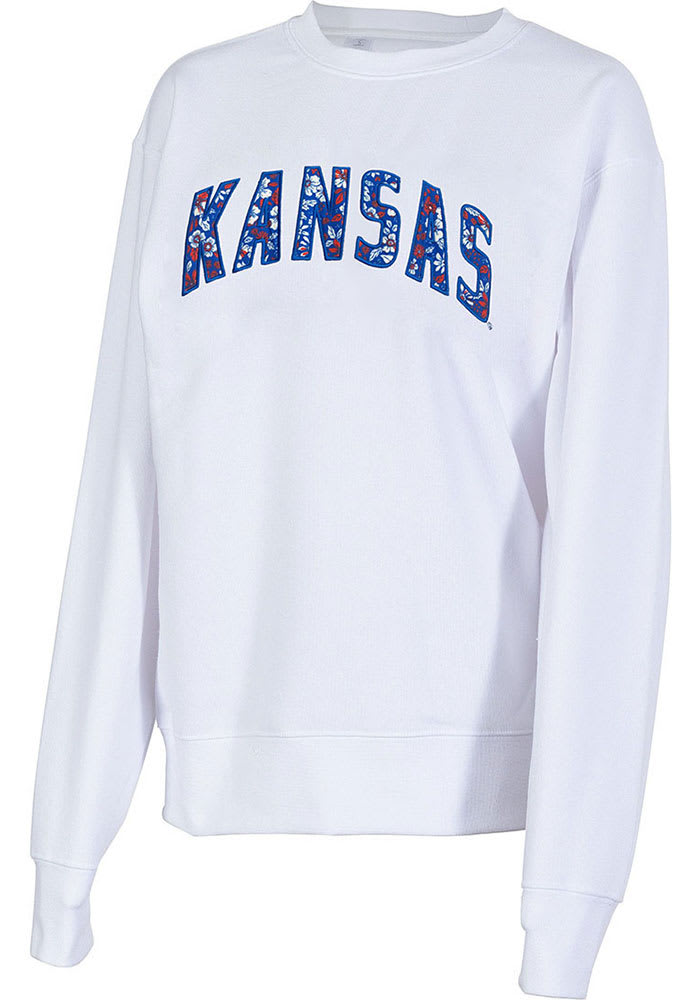 Kansas Jayhawks Womens White Sport Crew Sweatshirt