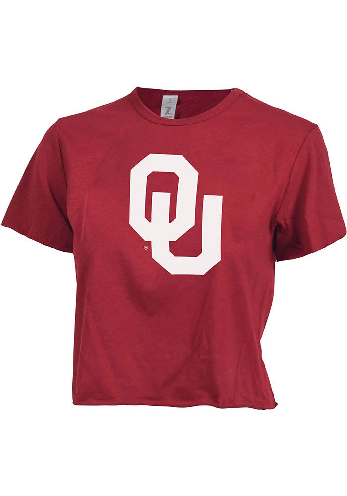 Oklahoma Sooners Womens Crimson Primary Crop Short Sleeve T-Shirt