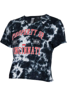 Cincinnati Bearcats Womens Black Tie Dye Crop Short Sleeve T-Shirt