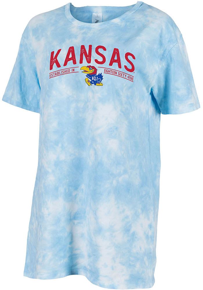 Kansas Jayhawks Womens Light Blue Tie Dye Short Sleeve T-Shirt