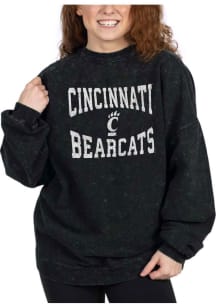 Cincinnati Bearcats Womens Black Mineral Wash Crew Sweatshirt